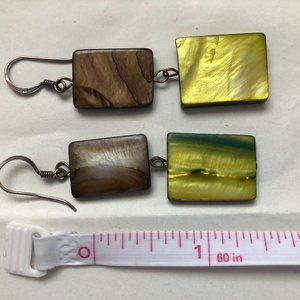 Green and brown squares earrings
